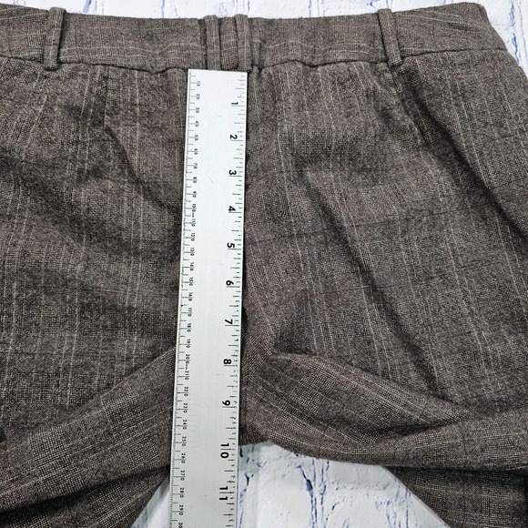 Ann Taylor Loft Marisa Wool Blend Brown Plaid Lined Dress Pants WOMENS SIZE 8 - Picture 7 of 11